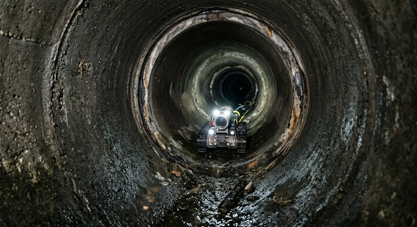 Robotic sewer camera inspecting pipe interior for Sewer Line Repair in Holiday